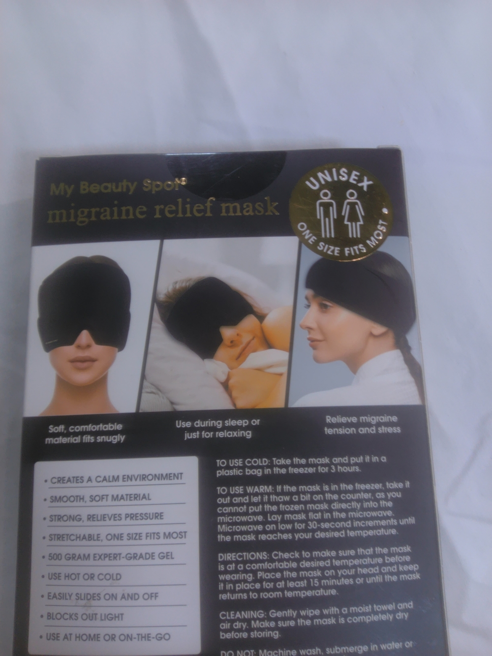 My Beauty Spot Black Migraine Relief Mask - Soothing Eye Therapy - Picture 4 of 5